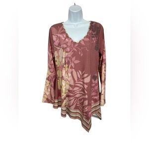 🌸 EUC SOFT SURROUNDINGS “Adela” Floral Tunic Top | Faint Pink | Women’s Small
